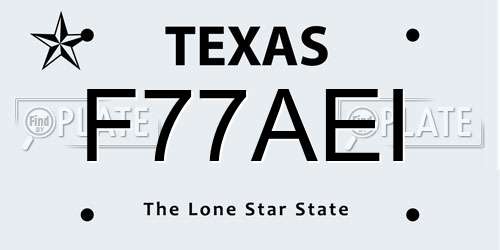 F77AEI Texas License Plate