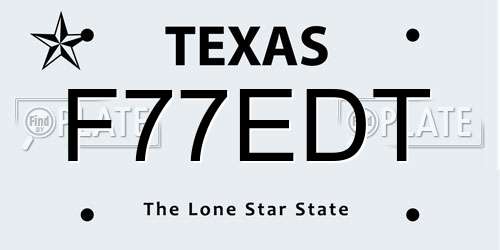 F77EDT Texas License Plate