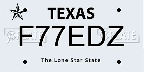 F77EDZ Texas License Plate
