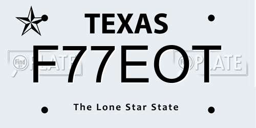 F77EOT Texas License Plate