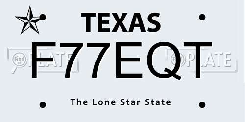 F77EQT Texas License Plate