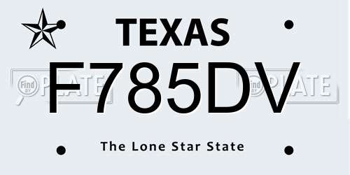 F785DV Texas License Plate