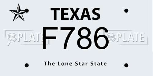 F786 Texas License Plate