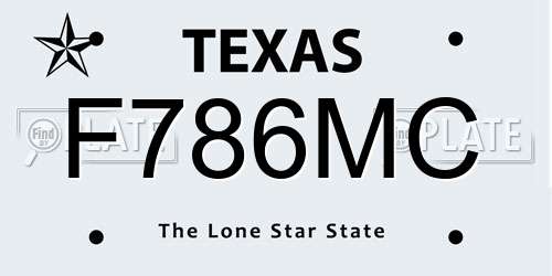 F786MC Texas License Plate