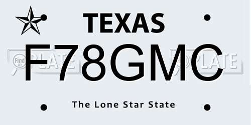 F78GMC Texas License Plate