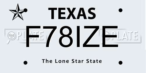 F78IZE Texas License Plate