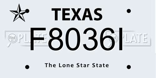 F8036I Texas License Plate