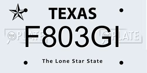 F803GI Texas License Plate