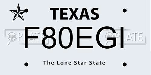 F80EGI Texas License Plate