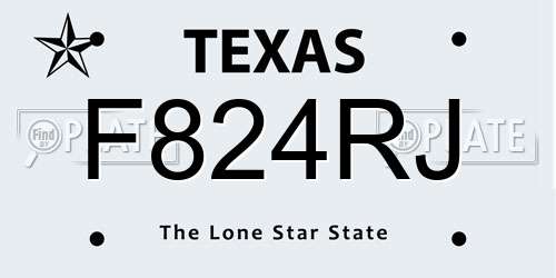 F824RJ Texas License Plate