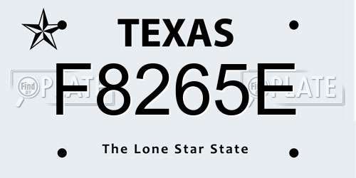 F8265E Texas License Plate