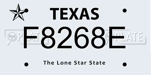 F8268E Texas License Plate