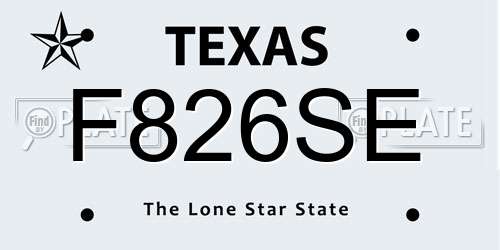 F826SE Texas License Plate