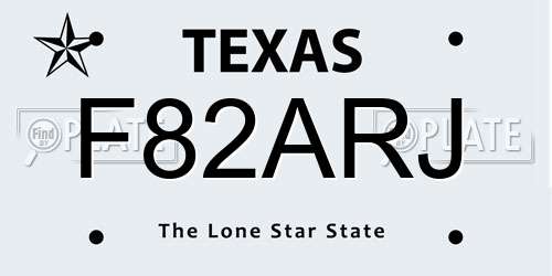 F82ARJ Texas License Plate