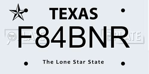F84BNR Texas License Plate
