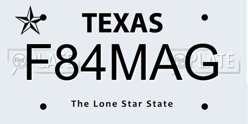 F84MAG Texas License Plate