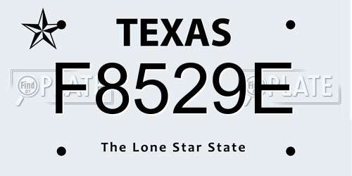 F8529E Texas License Plate