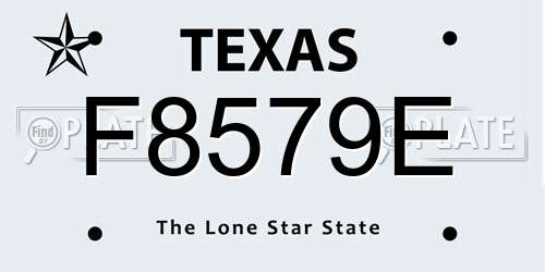 F8579E Texas License Plate