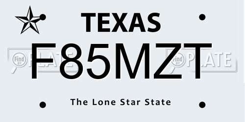F85MZT Texas License Plate