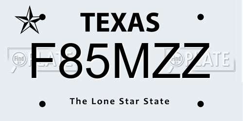 F85MZZ Texas License Plate