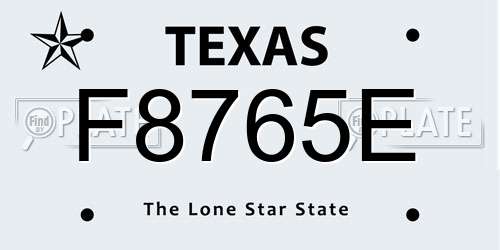 F8765E Texas License Plate