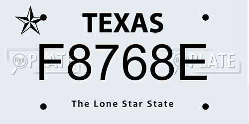 F8768E Texas License Plate
