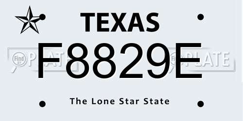 F8829E Texas License Plate