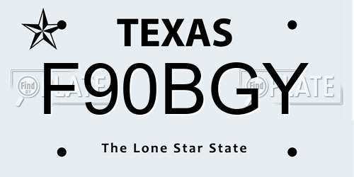 F90BGY Texas License Plate