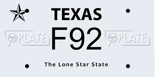 F92 Texas License Plate