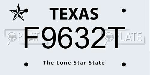 F9632T Texas License Plate