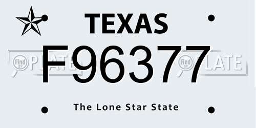 F96377 Texas License Plate