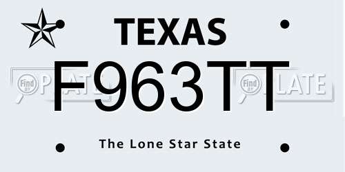 F963TT Texas License Plate