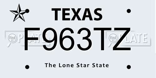 F963TZ Texas License Plate