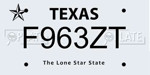 F963ZT Texas License Plate