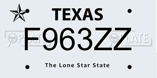 F963ZZ Texas License Plate