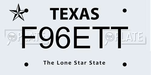 F96ETT Texas License Plate