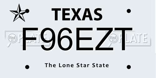 F96EZT Texas License Plate
