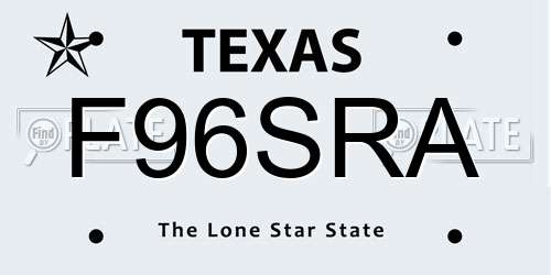 F96SRA Texas License Plate