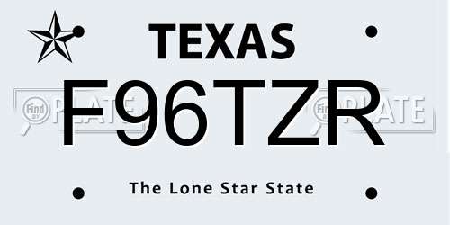 F96TZR Texas License Plate