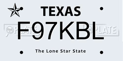 F97KBL Texas License Plate
