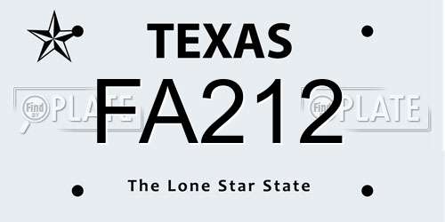 FA212 Texas License Plate