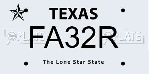 FA32R Texas License Plate