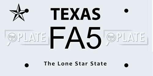 FA5 Texas License Plate