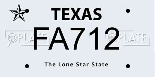FA712 Texas License Plate