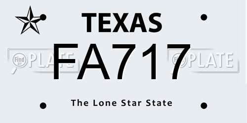 FA717 Texas License Plate