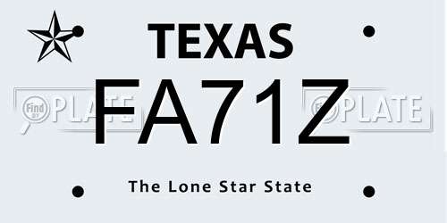 FA71Z Texas License Plate