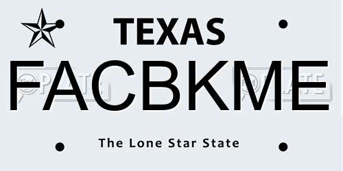 FACBKME Texas License Plate