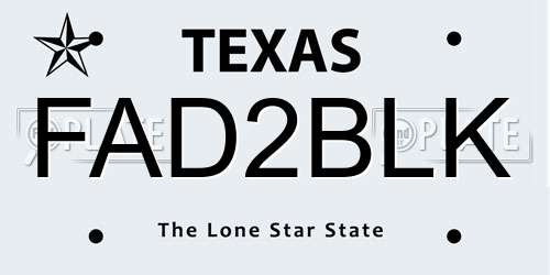 FAD2BLK Texas License Plate