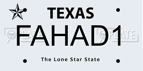 FAHAD1 Texas License Plate