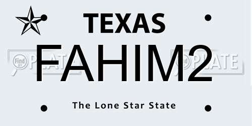 FAHIM2 Texas License Plate